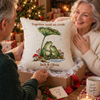 Personalized Until We Croak Frog Couple Embroidered Pillow