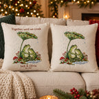 Personalized Until We Croak Frog Couple Embroidered Pillow