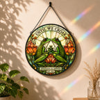 Personalized Until We Croak Frog Couple Stained Glass Suncatcher