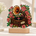 Personalized Vintage Gramophone & Camellias Wavy Acrylic Night Light