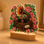 Personalized Vintage Gramophone & Camellias Wavy Acrylic Night Light