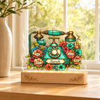 Personalized Vintage Rotary Telephone & Blooms Wavy Acrylic Night Light