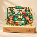 Personalized Vintage Rotary Telephone & Blooms Wavy Acrylic Night Light