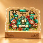 Personalized Vintage Rotary Telephone & Blooms Wavy Acrylic Night Light