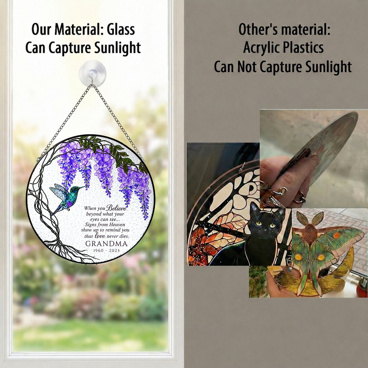 Personalized wisteria grandma memorial suncatcher view 6