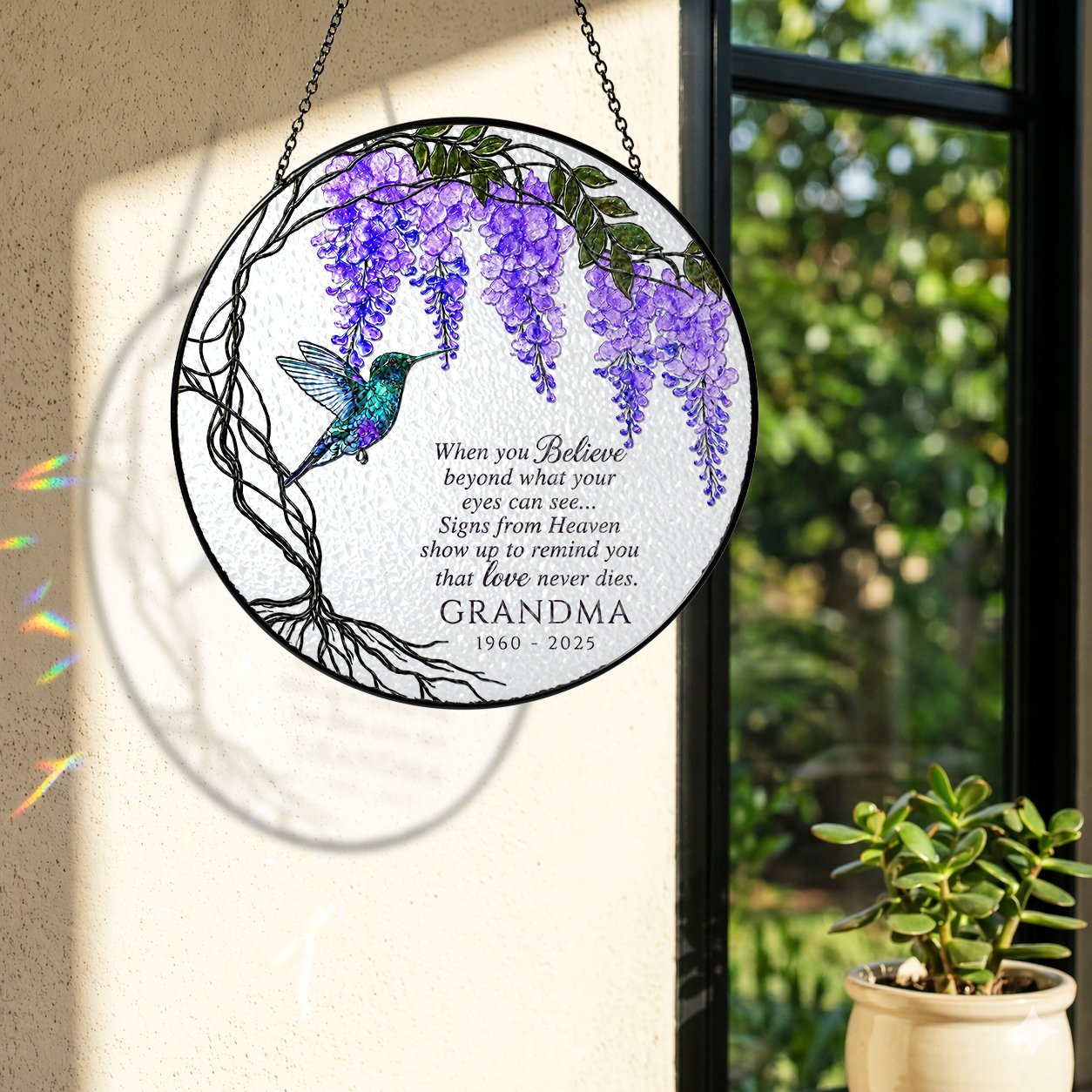 Personalized wisteria grandma memorial suncatcher view 7
