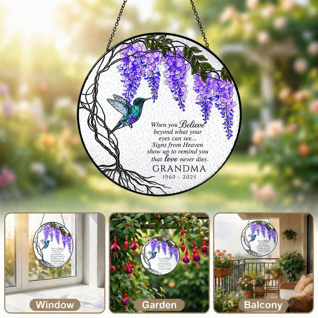 Personalized wisteria grandma memorial suncatcher view 11