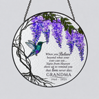 Personalized wisteria hummingbird memorial suncatcher with custom name and years