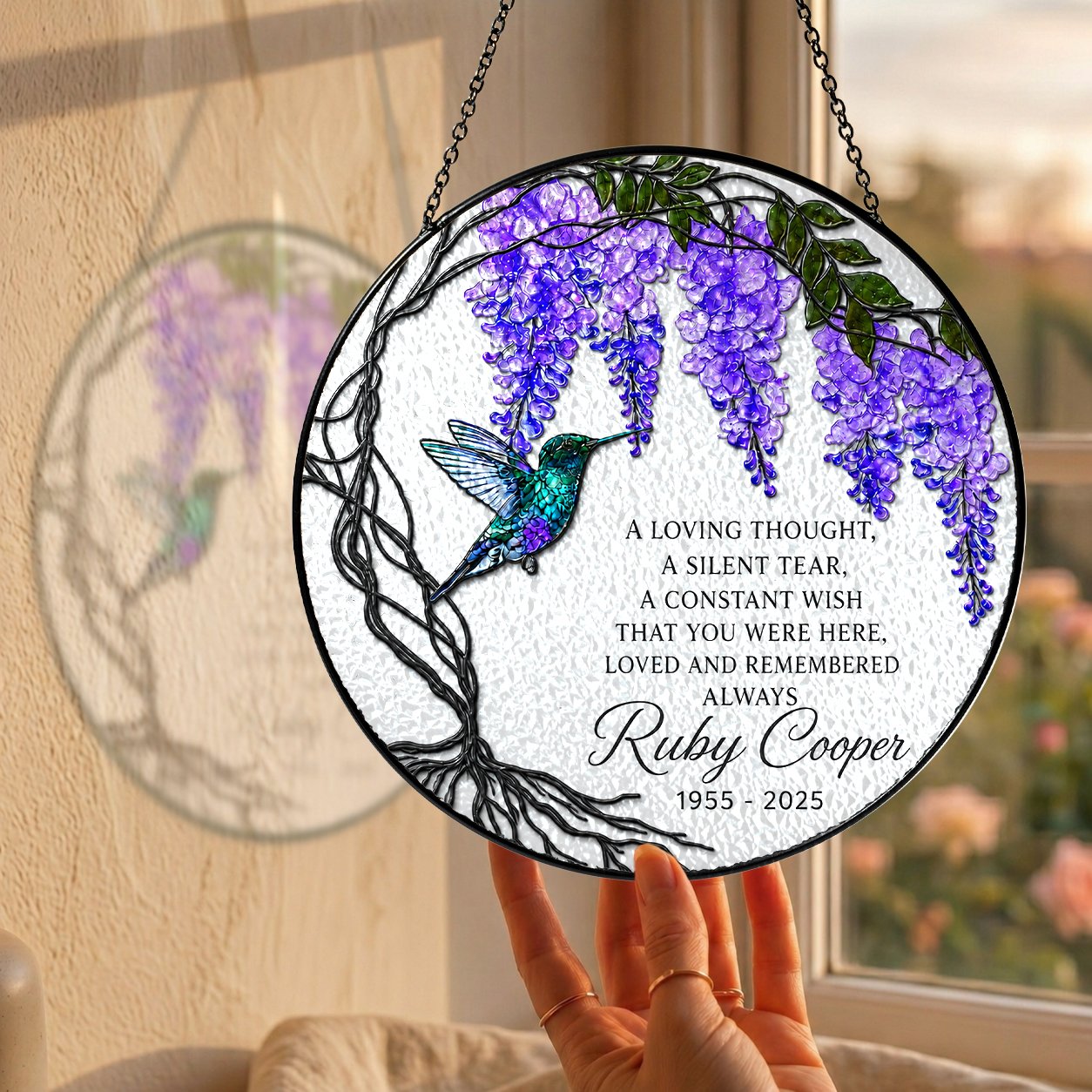 Personalized wisteria memorial suncatcher view 4