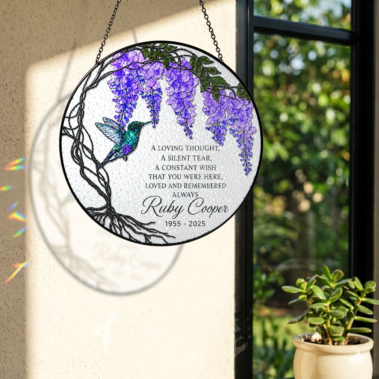 Personalized wisteria memorial suncatcher view 7