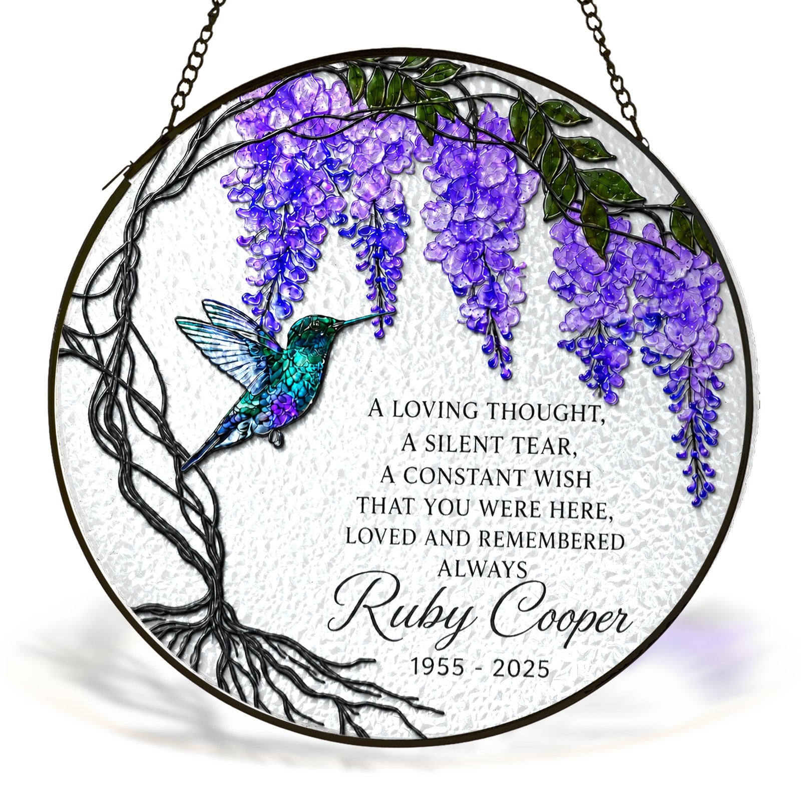 Personalized wisteria memorial suncatcher view 8