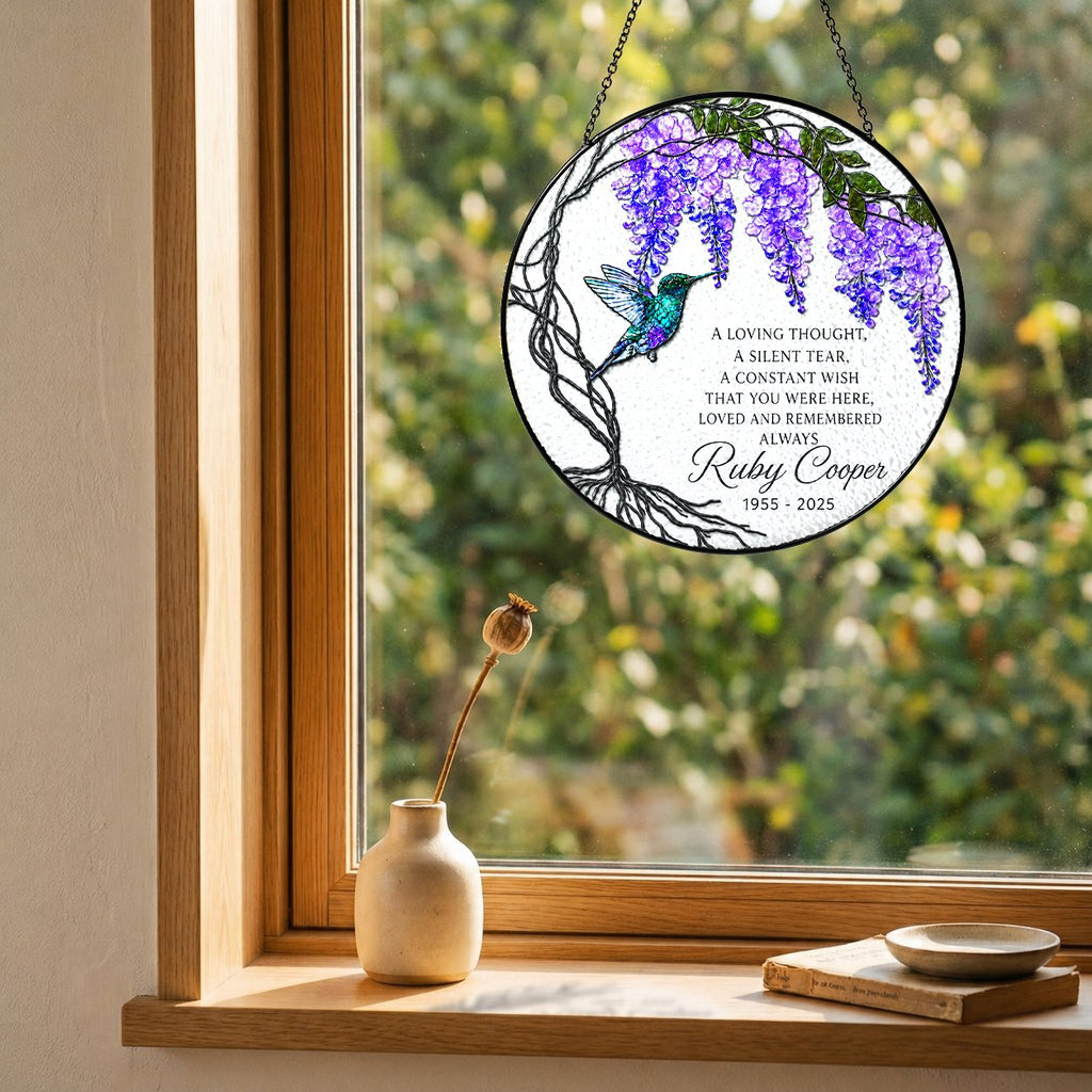 Personalized wisteria memorial suncatcher view 12
