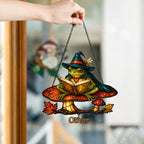 Witch Hat Frog on Mushroom Holographic Acrylic Suncatcher