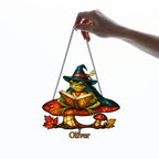 Witch Hat Frog on Mushroom Holographic Acrylic Suncatcher