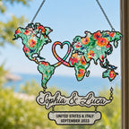 Custom Long Distance Map Acrylic Suncatcher