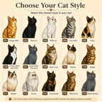 Cat style options for a personalized Rainbow Bridge pet memorial suncatcher