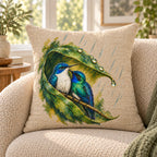 Wait Out the Rain Hummingbird Couple Woven Throw Pillow