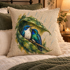 Wait Out the Rain Hummingbird Couple Woven Throw Pillow