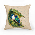 Wait Out the Rain Hummingbird Couple Woven Throw Pillow