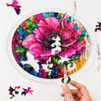 Pink anemone acrylic puzzle suncatcher, colorful DIY floral window decor