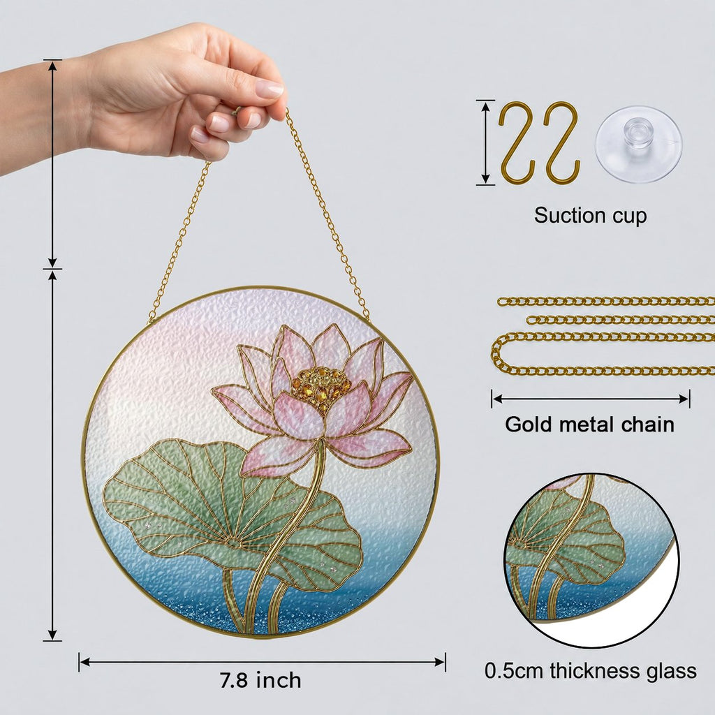 Pink lotus blossom suncatcher view 3