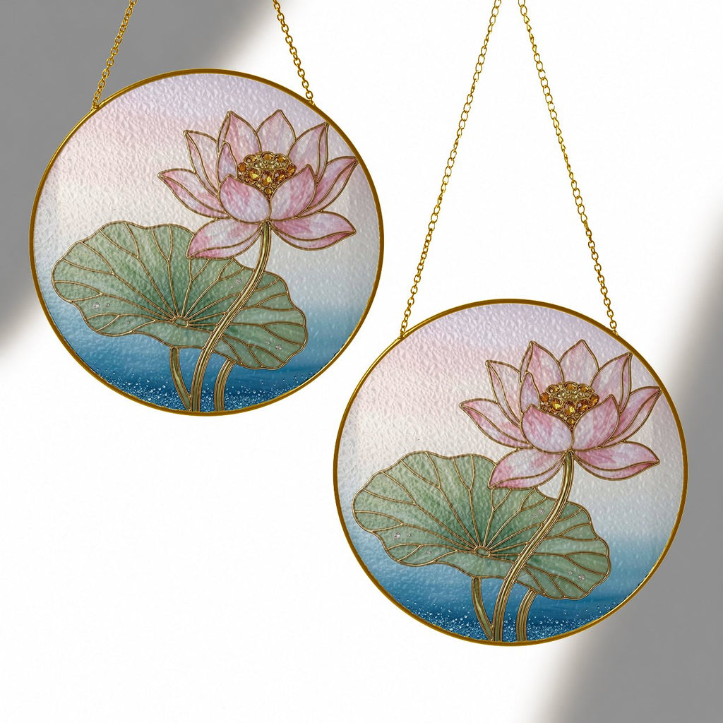 Pink lotus blossom suncatcher view 12