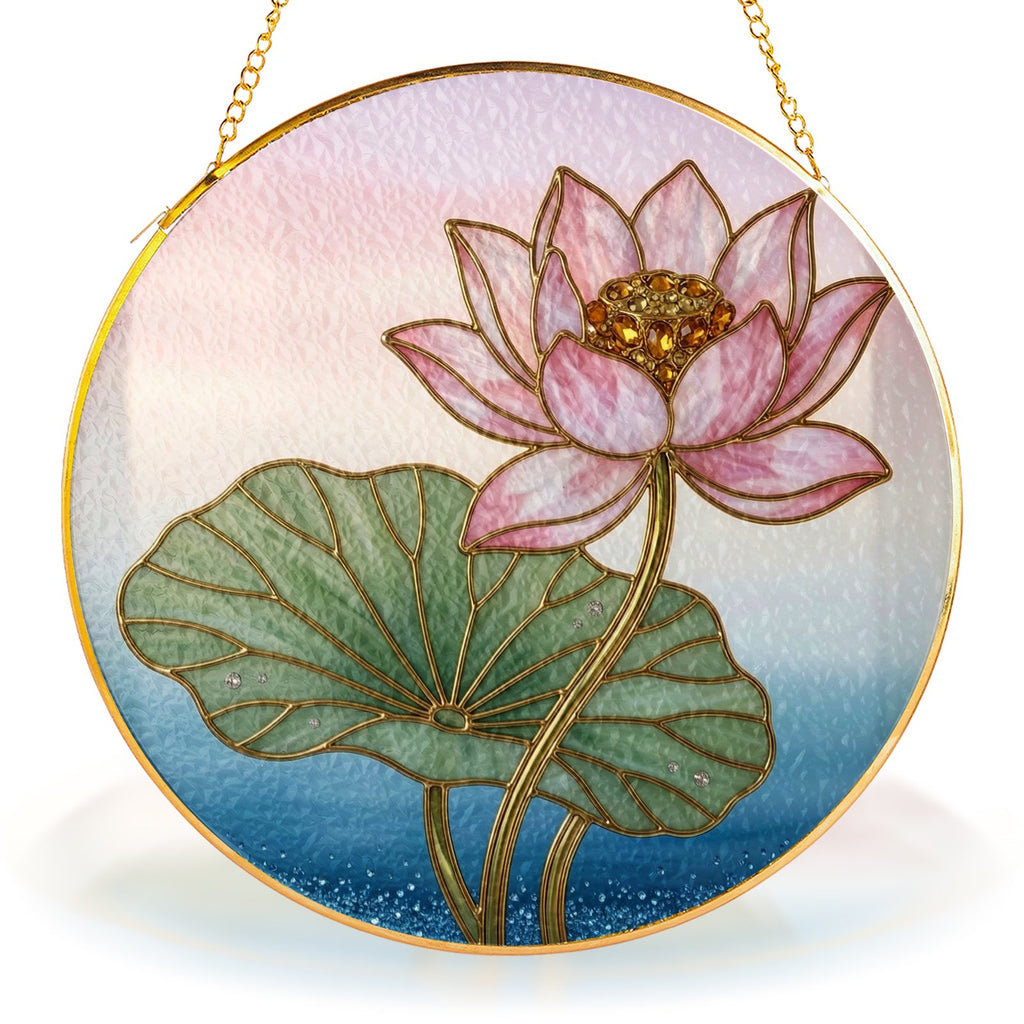 Pink lotus blossom suncatcher view 13