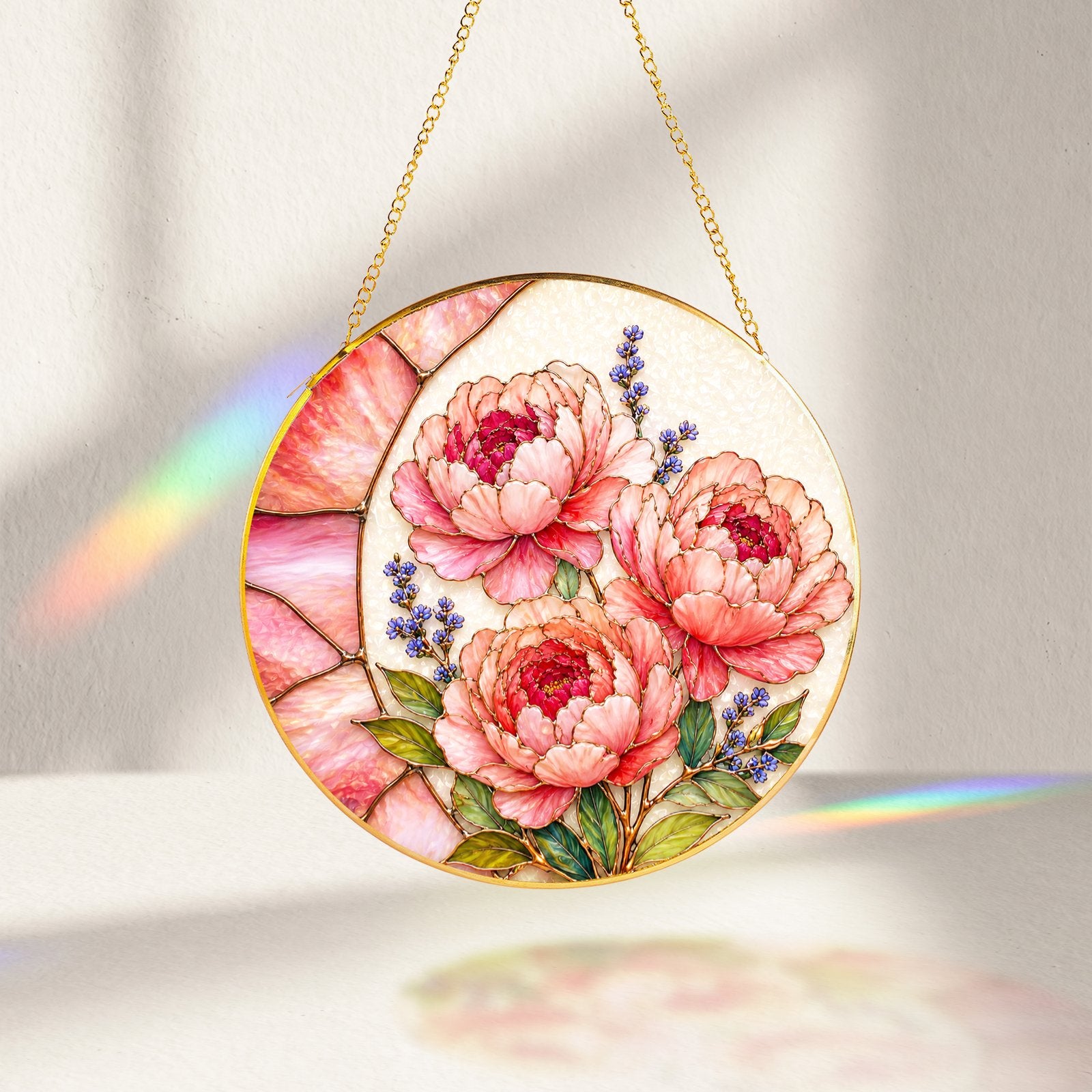 Pink peony suncatcher view 10
