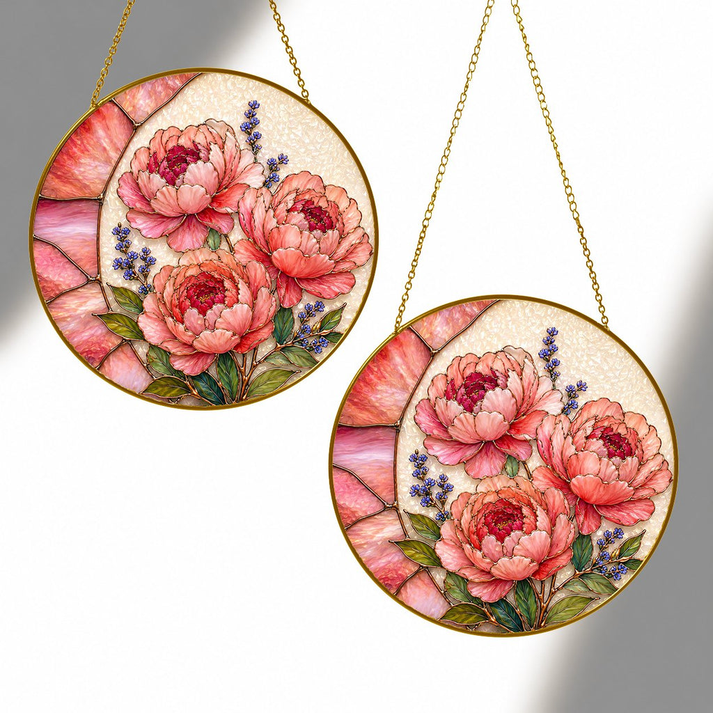 Pink peony suncatcher view 12