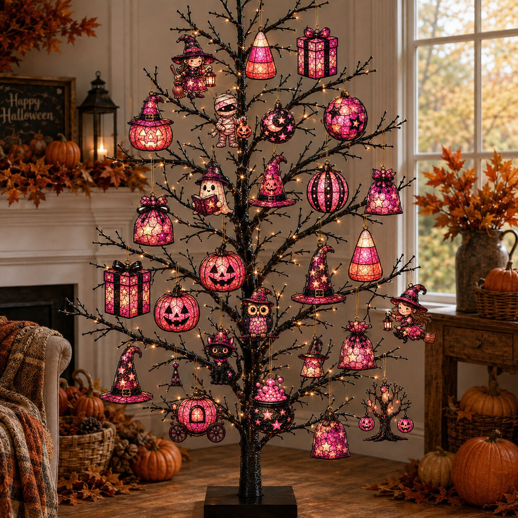 Pink Spellbound Halloween Advent Calendar – 24 Acrylic Ornaments