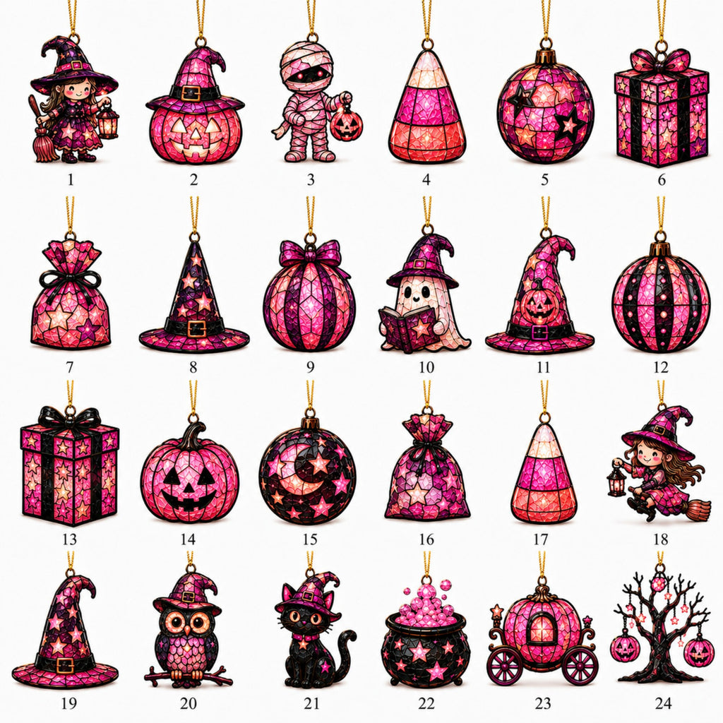Pink Spellbound Halloween Advent Calendar – 24 Acrylic Ornaments