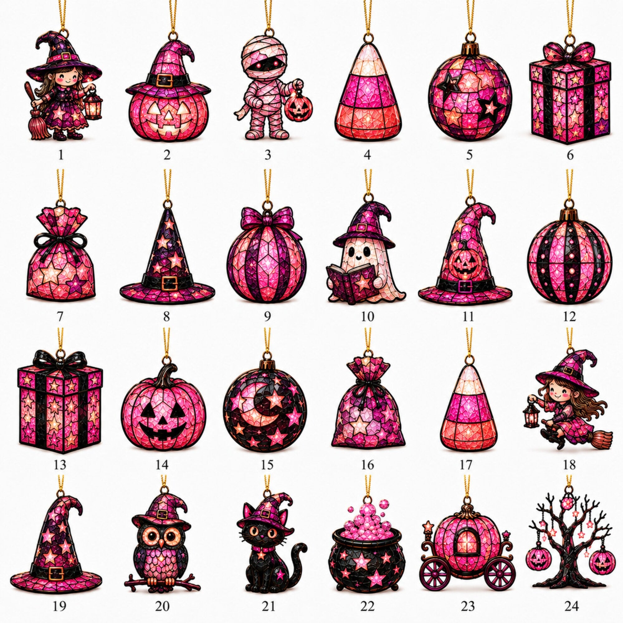 Pink Spellbound Halloween Advent Calendar – 24 Acrylic Ornaments