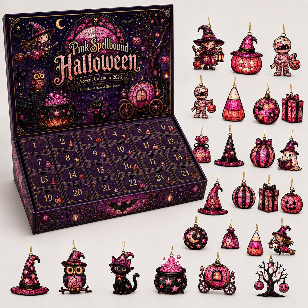 Pink Spellbound Halloween Advent Calendar – 24 Acrylic Ornaments