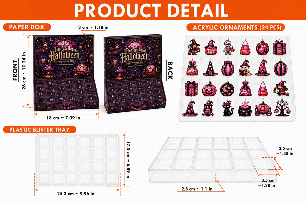 Pink Spellbound Halloween Advent Calendar – 24 Acrylic Ornaments