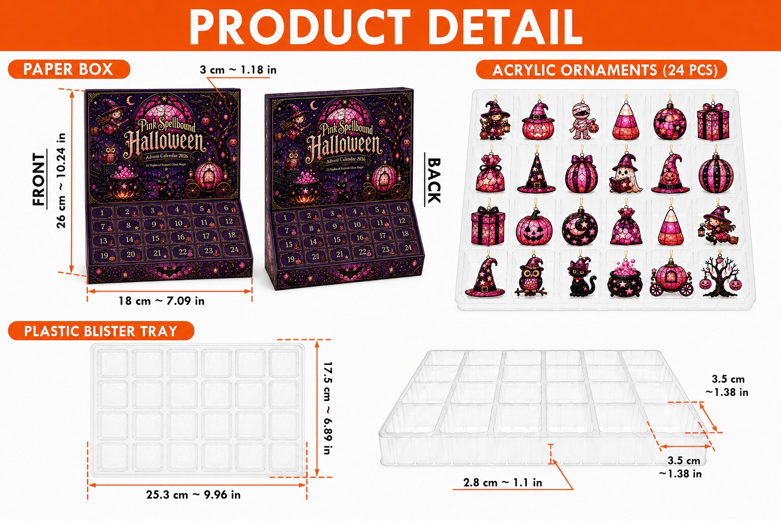 Pink Spellbound Halloween Advent Calendar – 24 Acrylic Ornaments