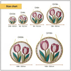 Pink tulip stained glass suncatcher lifestyle