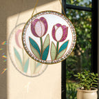Pink tulip stained glass suncatcher