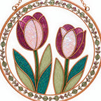 Pink tulip stained glass suncatcher design