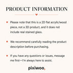 Pixiwoo product information – 2D flat acrylic piece, not real stained glass