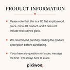 Pixiwoo product information – 2D flat acrylic piece, not real stained glass