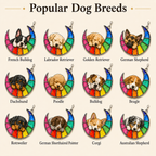 Popular dog breed options for personalized Rainbow Bridge dog memorial crescent charm
