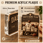 Premium acrylic personalized baseball dad plaque with polished edges and UV printed artwork