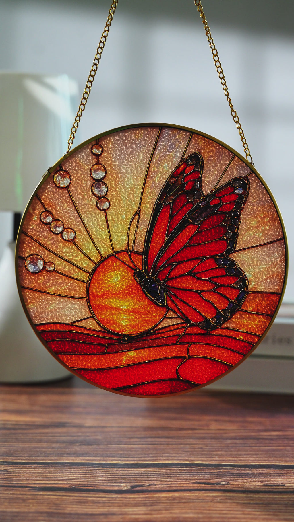 Butterfly Stained Glass Suncatcher - Fire & Bloom