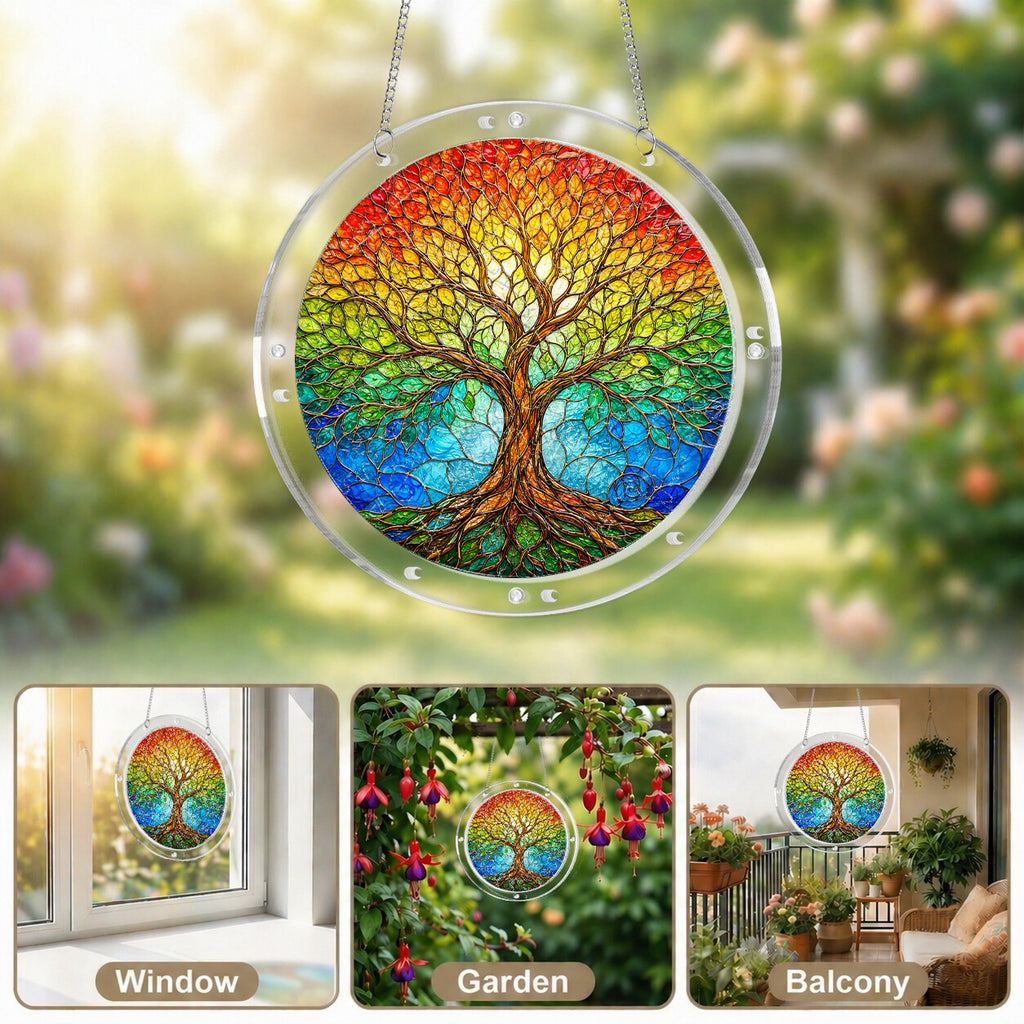 Rainbow Tree of Life Acrylic Puzzle Suncatcher