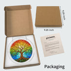 Rainbow tree of life acrylic puzzle suncatcher, colorful DIY window decor