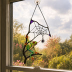 Red-Eyed Tree Frog & Spider Web Holographic Acrylic Suncatcher