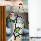 Red-Eyed Tree Frog & Spider Web Holographic Acrylic Suncatcher