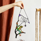 Red-Eyed Tree Frog & Spider Web Holographic Acrylic Suncatcher
