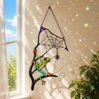 Red-Eyed Tree Frog & Spider Web Holographic Acrylic Suncatcher