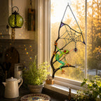 Red-Eyed Tree Frog & Spider Web Holographic Acrylic Suncatcher